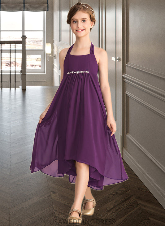 Victoria Empire Halter Asymmetrical Chiffon Junior Bridesmaid Dress With Beading Bow(s) DSP0013663