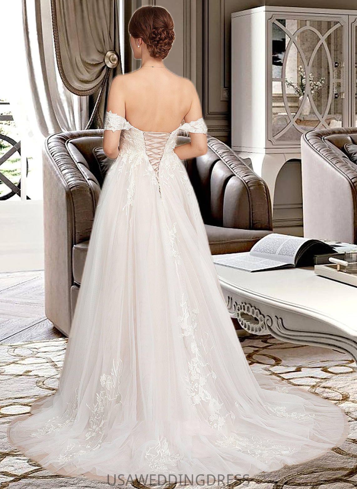 Adrienne Ball-Gown/Princess Sweetheart Sweep Train Tulle Wedding Dress DSP0013685