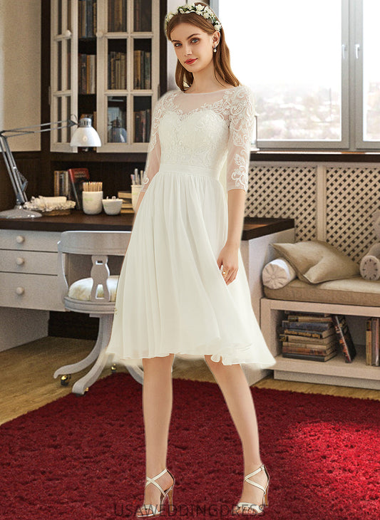 Tianna A-Line Knee-Length Chiffon Lace Wedding Dress With Sequins DSP0013689