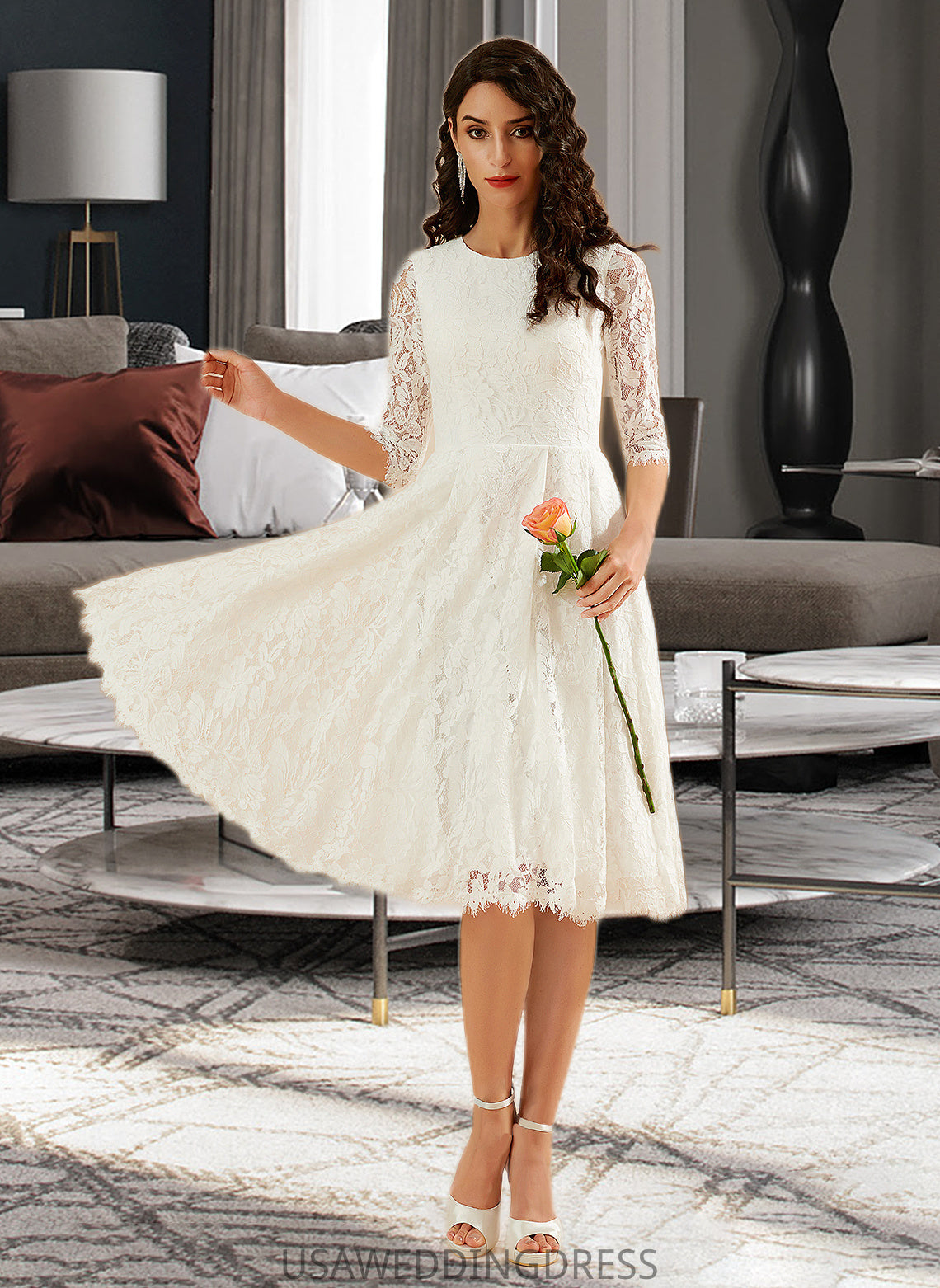 Kate A-Line Knee-Length Wedding Dress DSP0013699