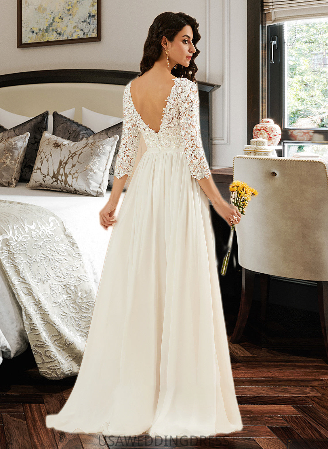 Hayley A-Line Sweep Train Wedding Dress With Lace DSP0013715