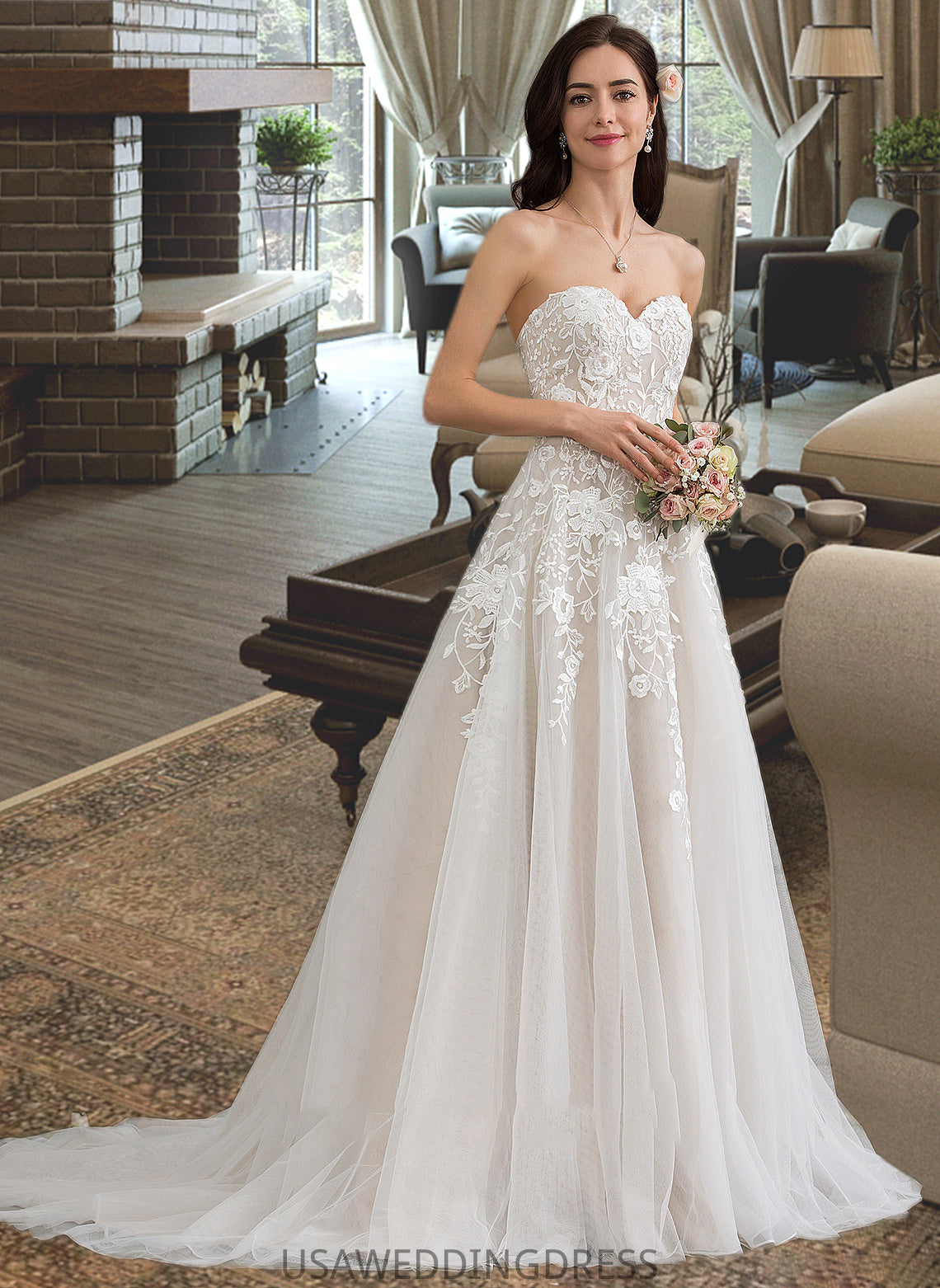 Celeste Ball-Gown/Princess Sweetheart Court Train Tulle Wedding Dress DSP0013732