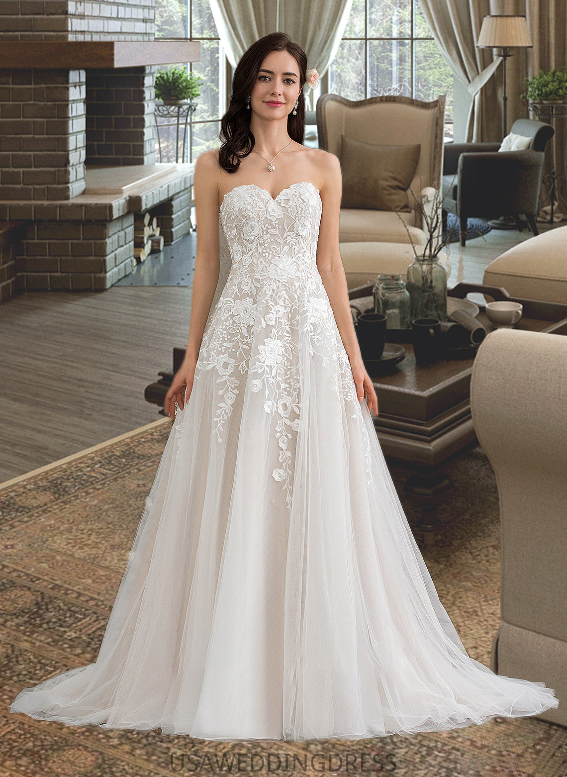 Celeste Ball-Gown/Princess Sweetheart Court Train Tulle Wedding Dress DSP0013732