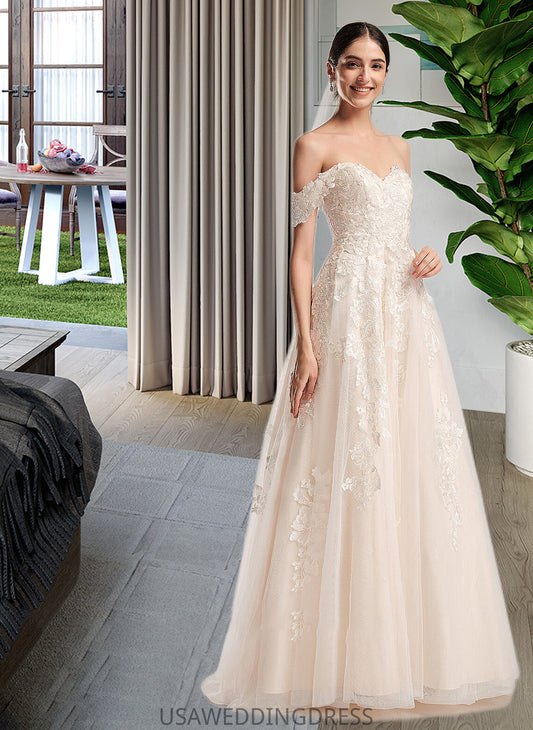 Emilia Ball-Gown/Princess Off-the-Shoulder Chapel Train Wedding Dress DSP0013742