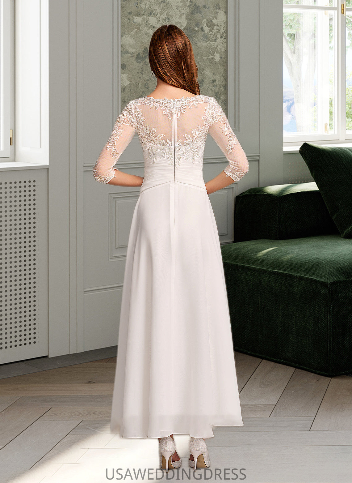 Daniella A-Line Illusion Asymmetrical Wedding Dress With Lace DSP0013749