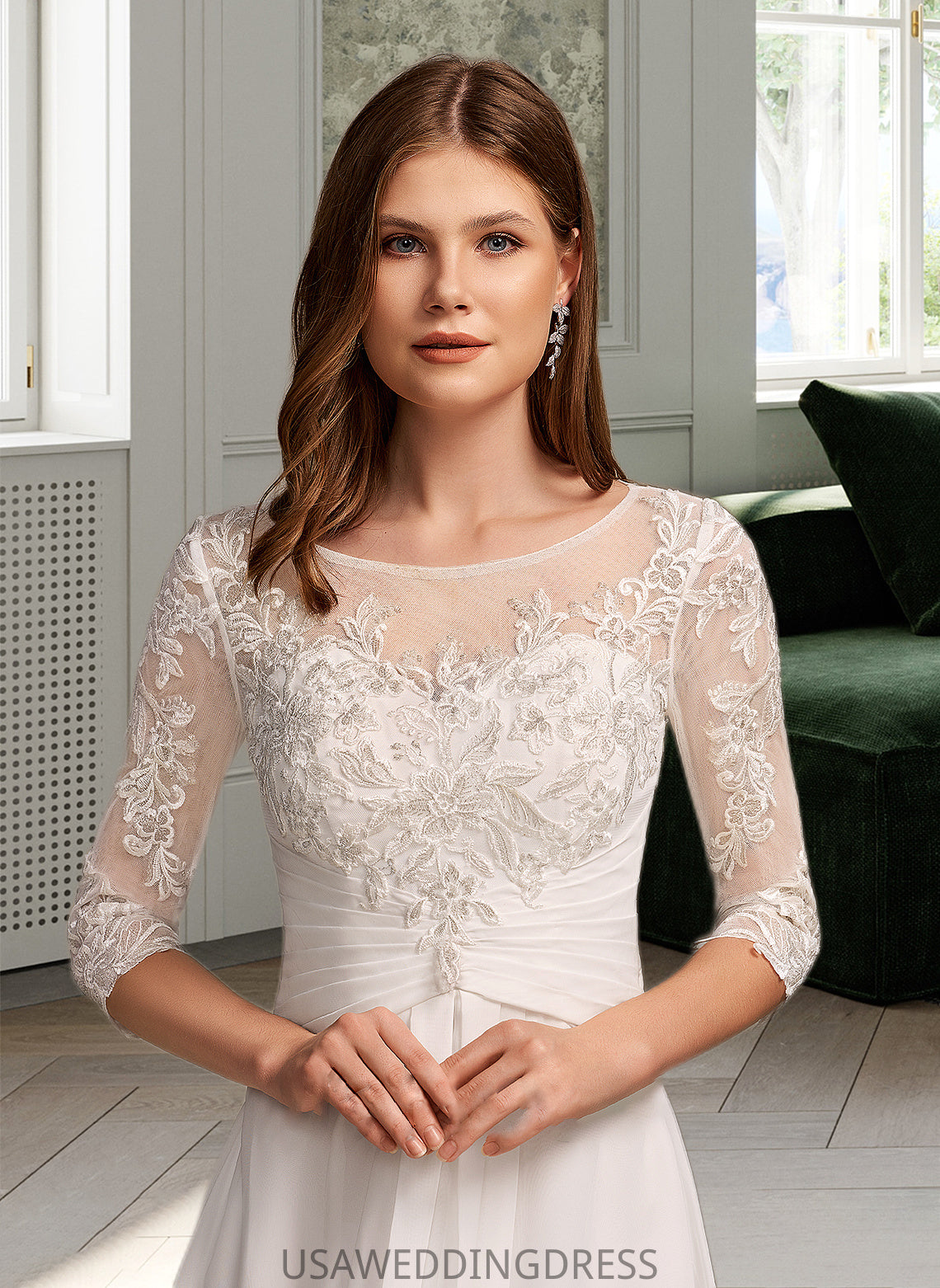 Daniella A-Line Illusion Asymmetrical Wedding Dress With Lace DSP0013749