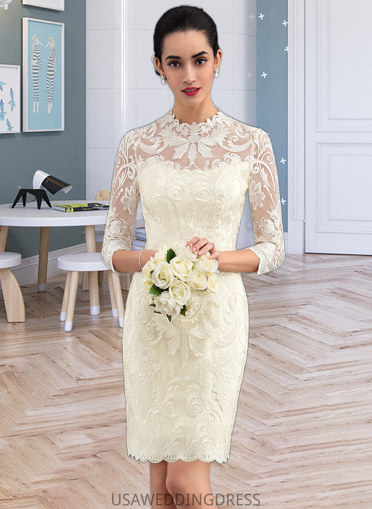 Elaina Sheath/Column High Neck Knee-Length Lace Wedding Dress DSP0013781