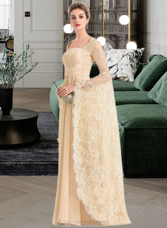 Katie A-Line Square Neckline Floor-Length Chiffon Wedding Dress With Ruffle Beading SRSP0013783