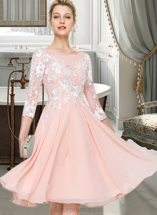 Brynlee Scoop Neck Knee-Length Chiffon Wedding Dress SRSP0013805