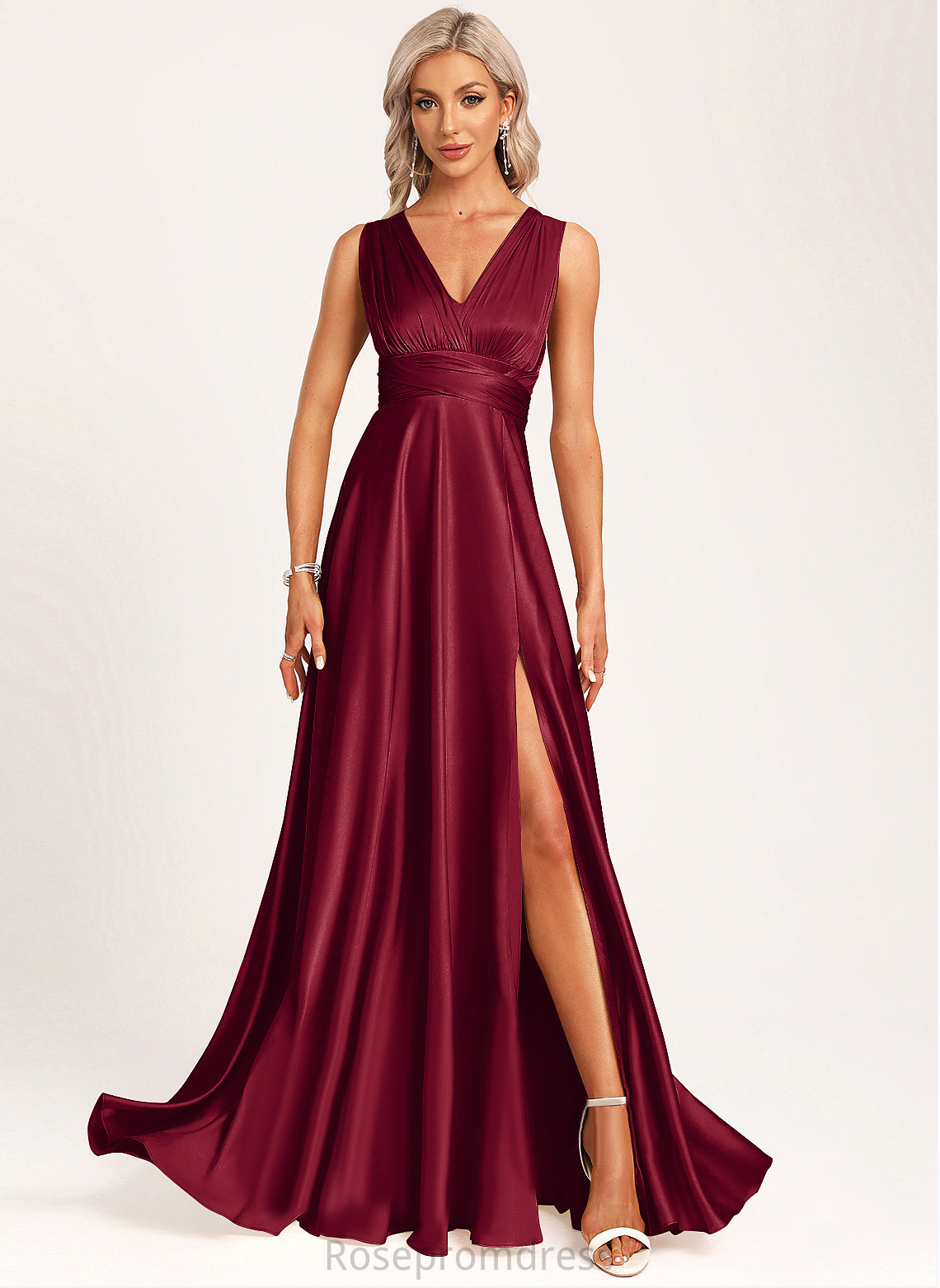 OneShoulder Sleeveless ShortSleeves V-Neck Length A-line Halter Silhouette Straps&Sleeves BackStyle Neckline Floor-Length Bridesmaid Dresses