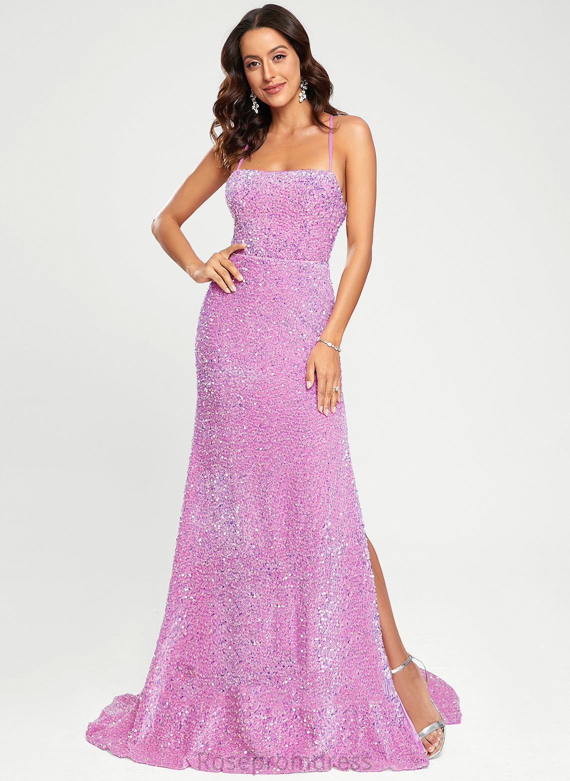 Square Sweep Train Felicity Trumpet/Mermaid Sequined Prom Dresses