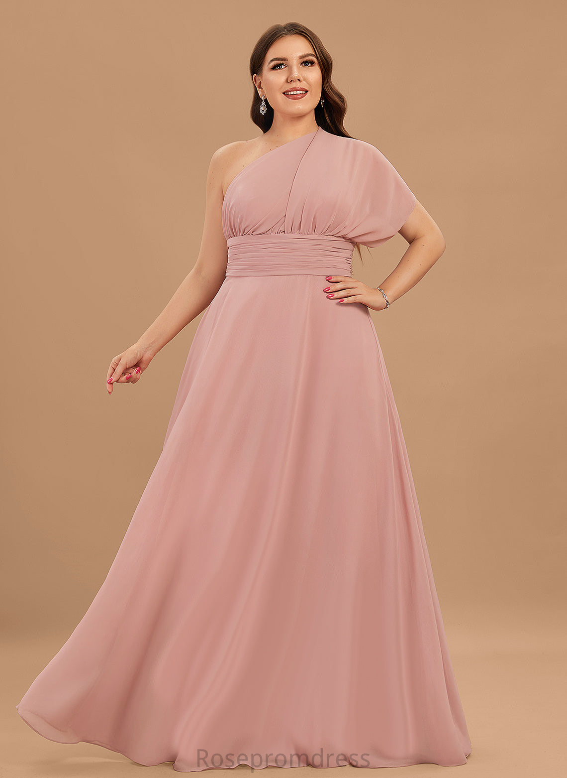 OneShoulder Length Fabric Halter Silhouette Straps&Sleeves Neckline Floor-Length V-Neck A-line Lailah Bridesmaid Dresses