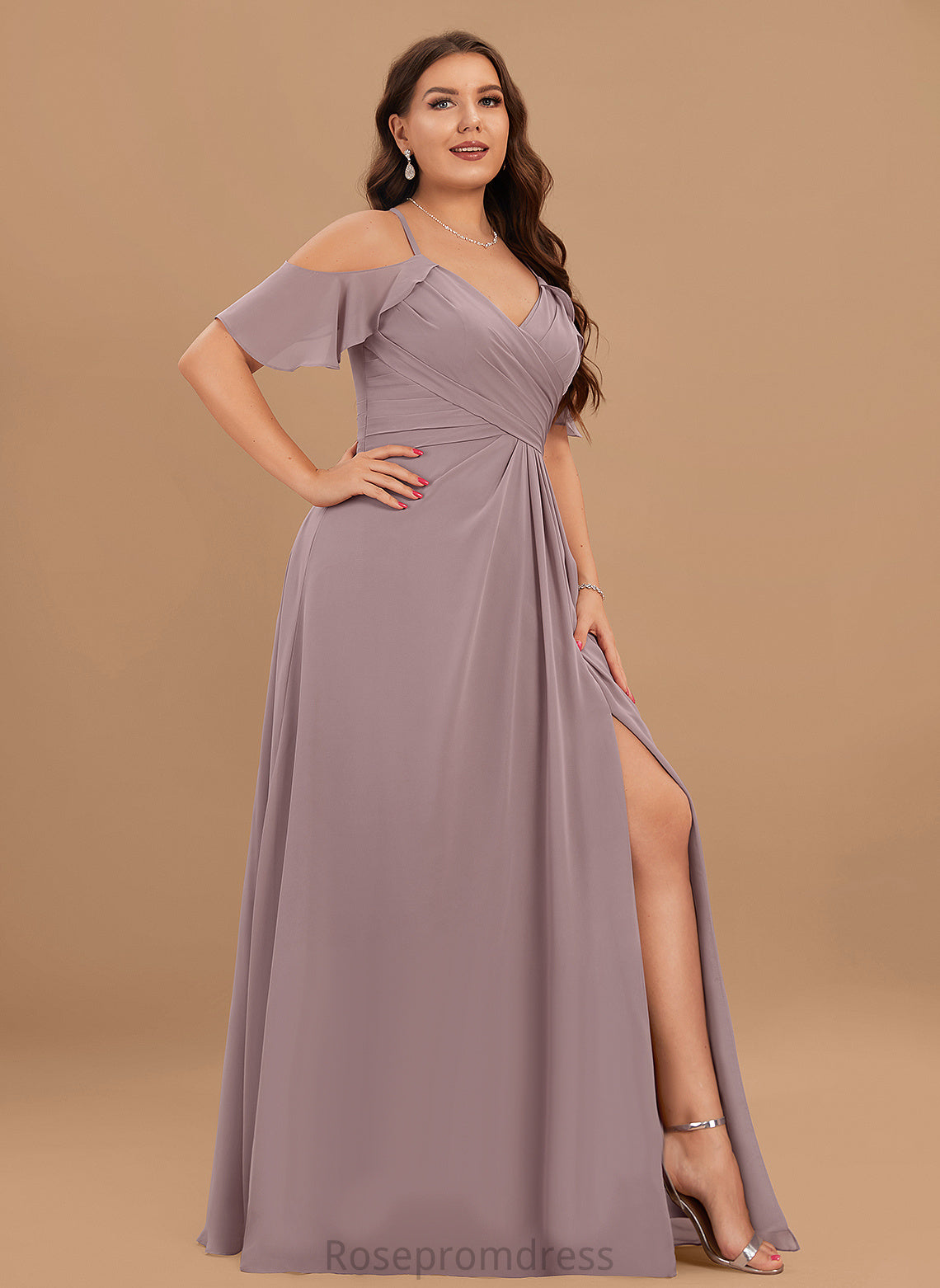 Length A-line Pleated Straps&Sleeves Floor-Length Silhouette Fabric Embellishment Kate Natural Waist Floor Length Spaghetti Staps Bridesmaid Dresses