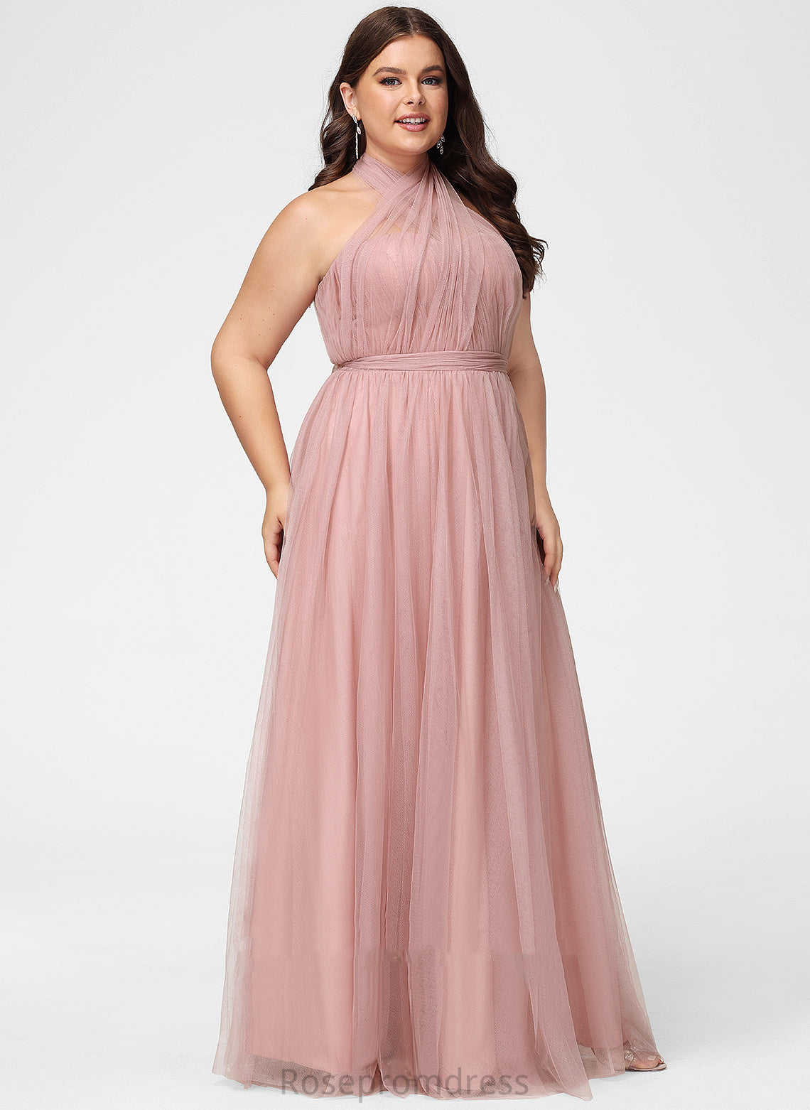 Off-the-Shoulder One-Shoulder A-Line Length Floor-Length Silhouette V-neck Fabric Neckline Straps Tulle Abby Bridesmaid Dresses