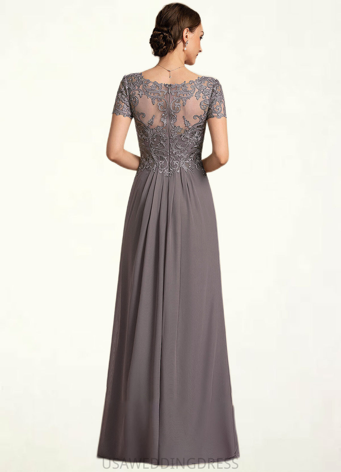 Daisy A-line V-Neck Floor-Length Chiffon Lace Mother of the Bride Dress DS126P0014532