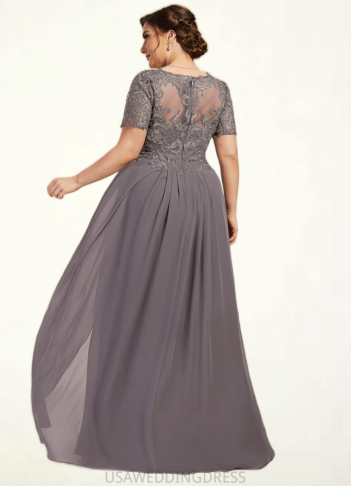 Daisy A-line V-Neck Floor-Length Chiffon Lace Mother of the Bride Dress DS126P0014532