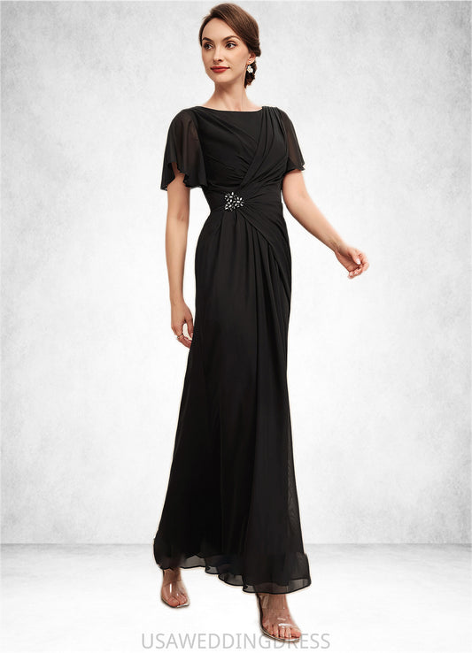 Emma A-Line Scoop Neck Ankle-Length Chiffon Mother of the Bride Dress With Ruffle Beading DS126P0014533