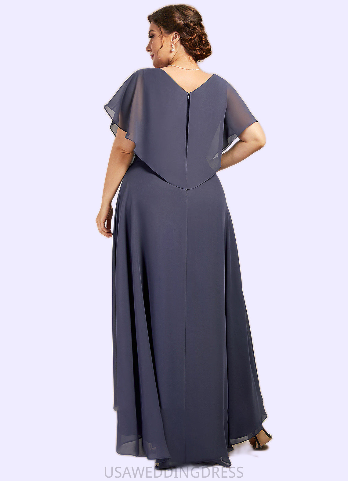 Celia A-Line V-neck Asymmetrical Chiffon Mother of the Bride Dress With Beading Sequins DS126P0014541