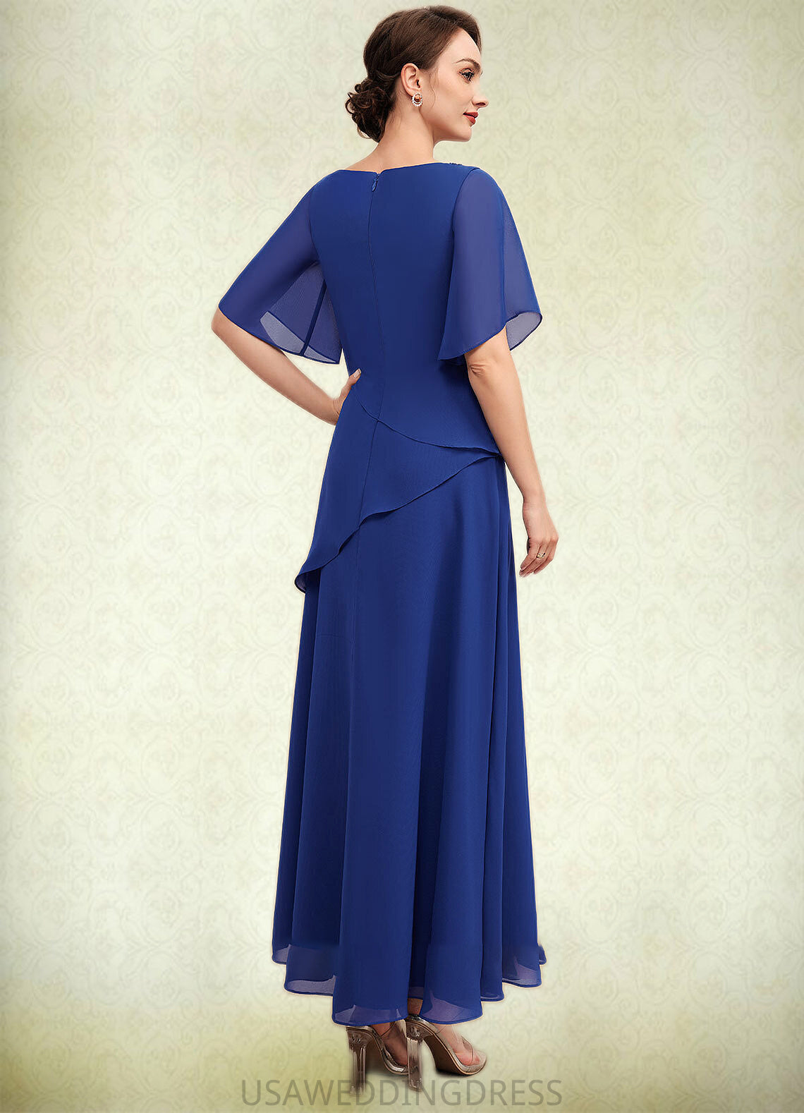 Elisabeth A-Line Scoop Neck Ankle-Length Chiffon Mother of the Bride Dress With Beading DS126P0014544