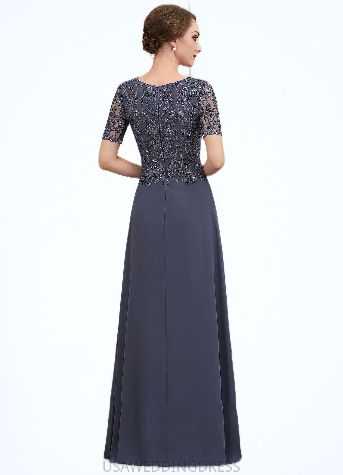 Genesis A-Line Scoop Neck Floor-Length Chiffon Lace Mother of the Bride Dress DS126P0014568