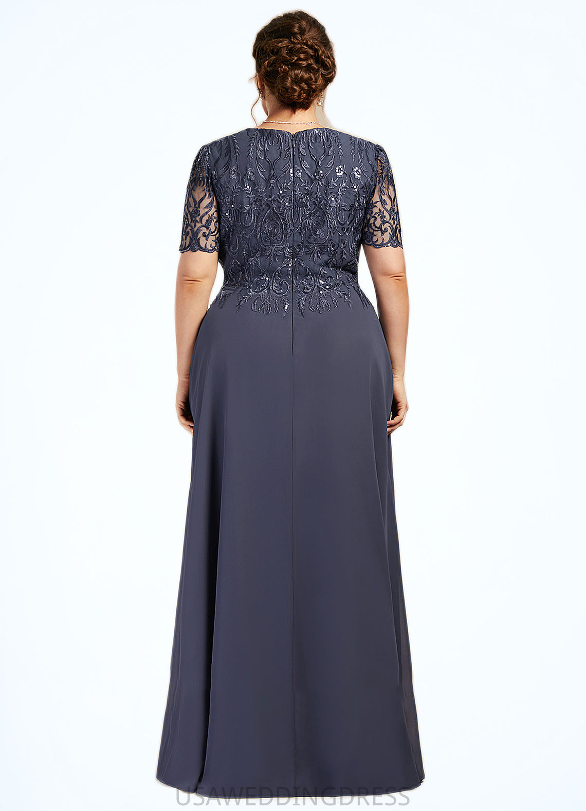 Genesis A-Line Scoop Neck Floor-Length Chiffon Lace Mother of the Bride Dress DS126P0014568