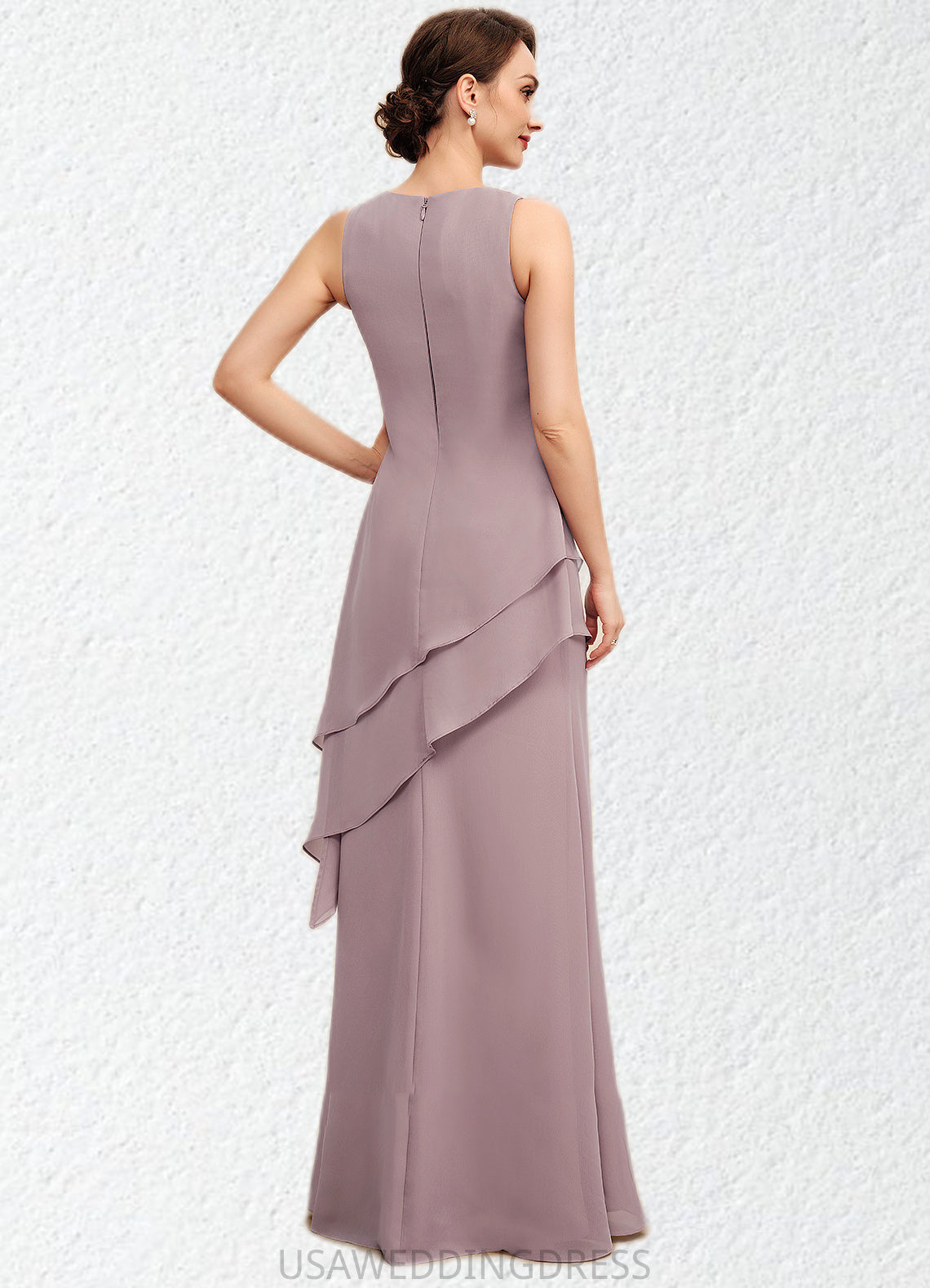 Cameron A-Line Scoop Neck Floor-Length Chiffon Mother of the Bride Dress With Beading DS126P0014593