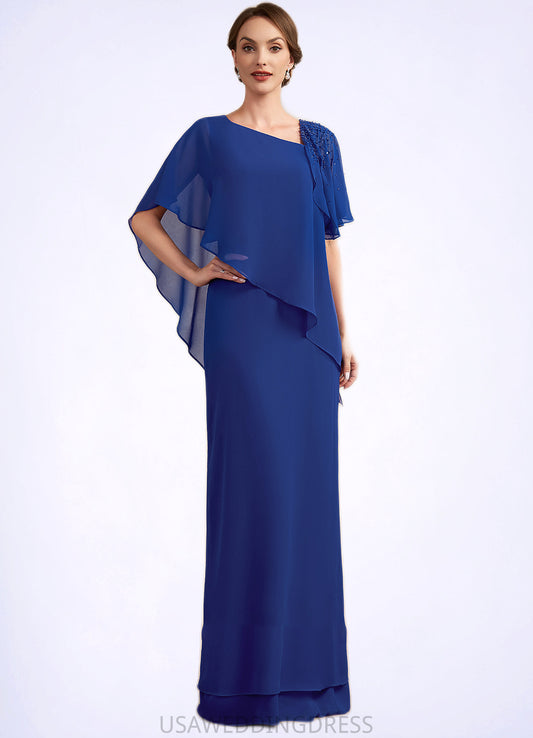 Haylie A-Line V-neck Floor-Length Chiffon Mother of the Bride Dress With Beading Sequins DS126P0014600