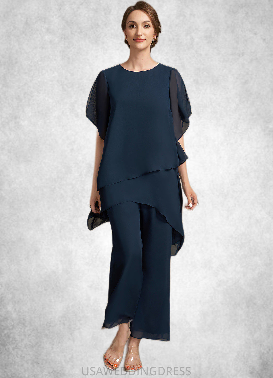 Vivian Jumpsuit/Pantsuit Scoop Neck Ankle-Length Chiffon Mother of the Bride Dress DS126P0014607