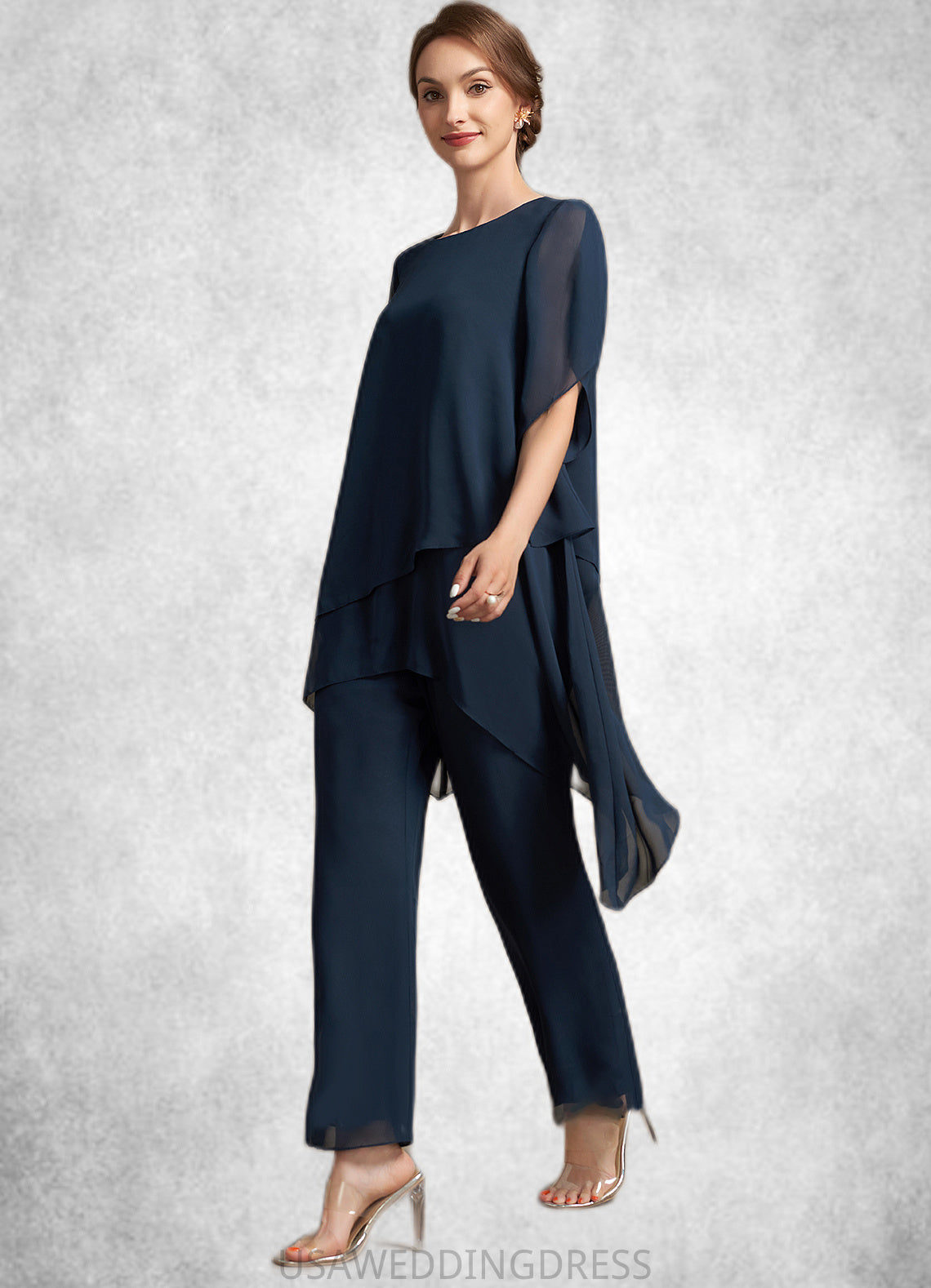 Vivian Jumpsuit/Pantsuit Scoop Neck Ankle-Length Chiffon Mother of the Bride Dress DS126P0014607