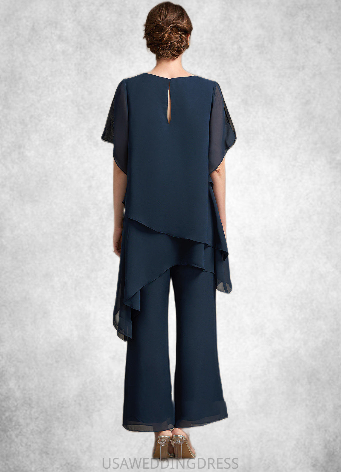 Vivian Jumpsuit/Pantsuit Scoop Neck Ankle-Length Chiffon Mother of the Bride Dress DS126P0014607