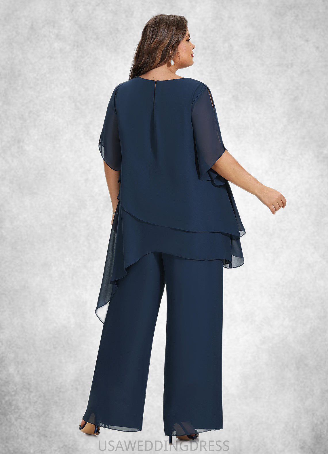 Vivian Jumpsuit/Pantsuit Scoop Neck Ankle-Length Chiffon Mother of the Bride Dress DS126P0014607