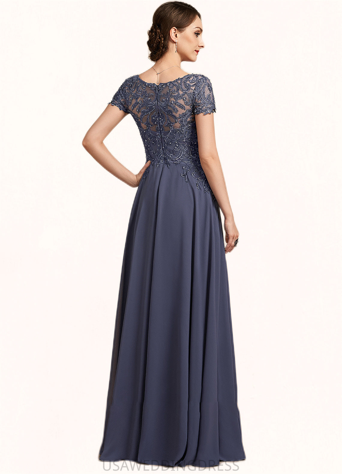 Saniya A-line V-Neck Floor-Length Chiffon Lace Mother of the Bride Dress With Beading Sequins DS126P0014614