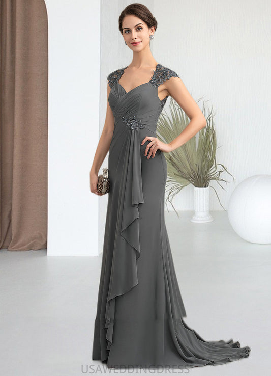 Kasey A-Line Sweetheart Sweep Train Chiffon Lace Mother of the Bride Dress With Beading Sequins DS126P0014618