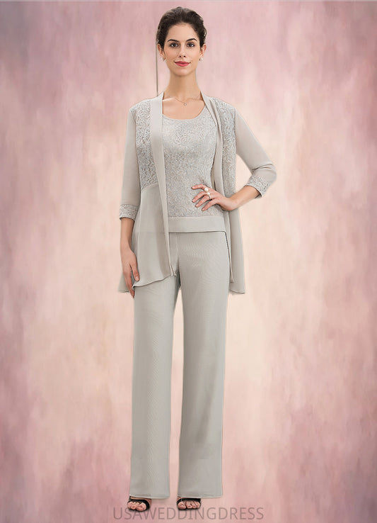 Alice Jumpsuit/Pantsuit Scoop Neck Floor-Length Chiffon Lace Mother of the Bride Dress DS126P0014632