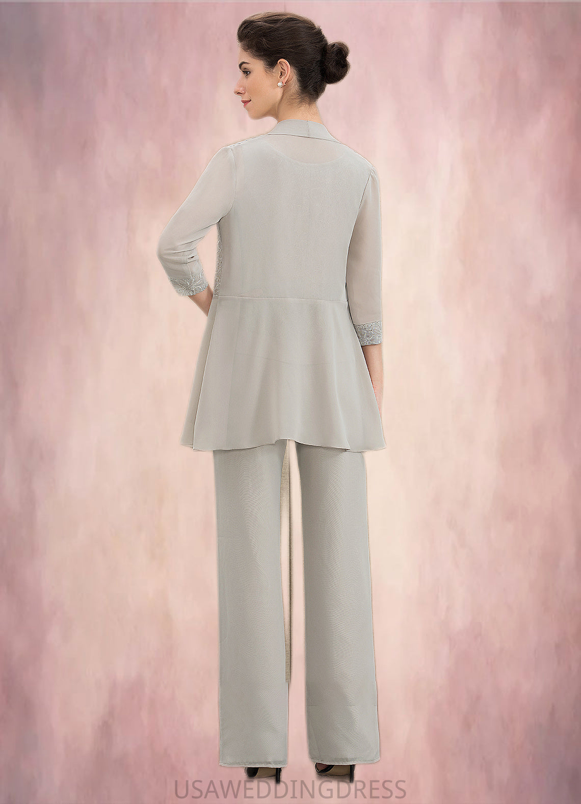 Alice Jumpsuit/Pantsuit Scoop Neck Floor-Length Chiffon Lace Mother of the Bride Dress DS126P0014632