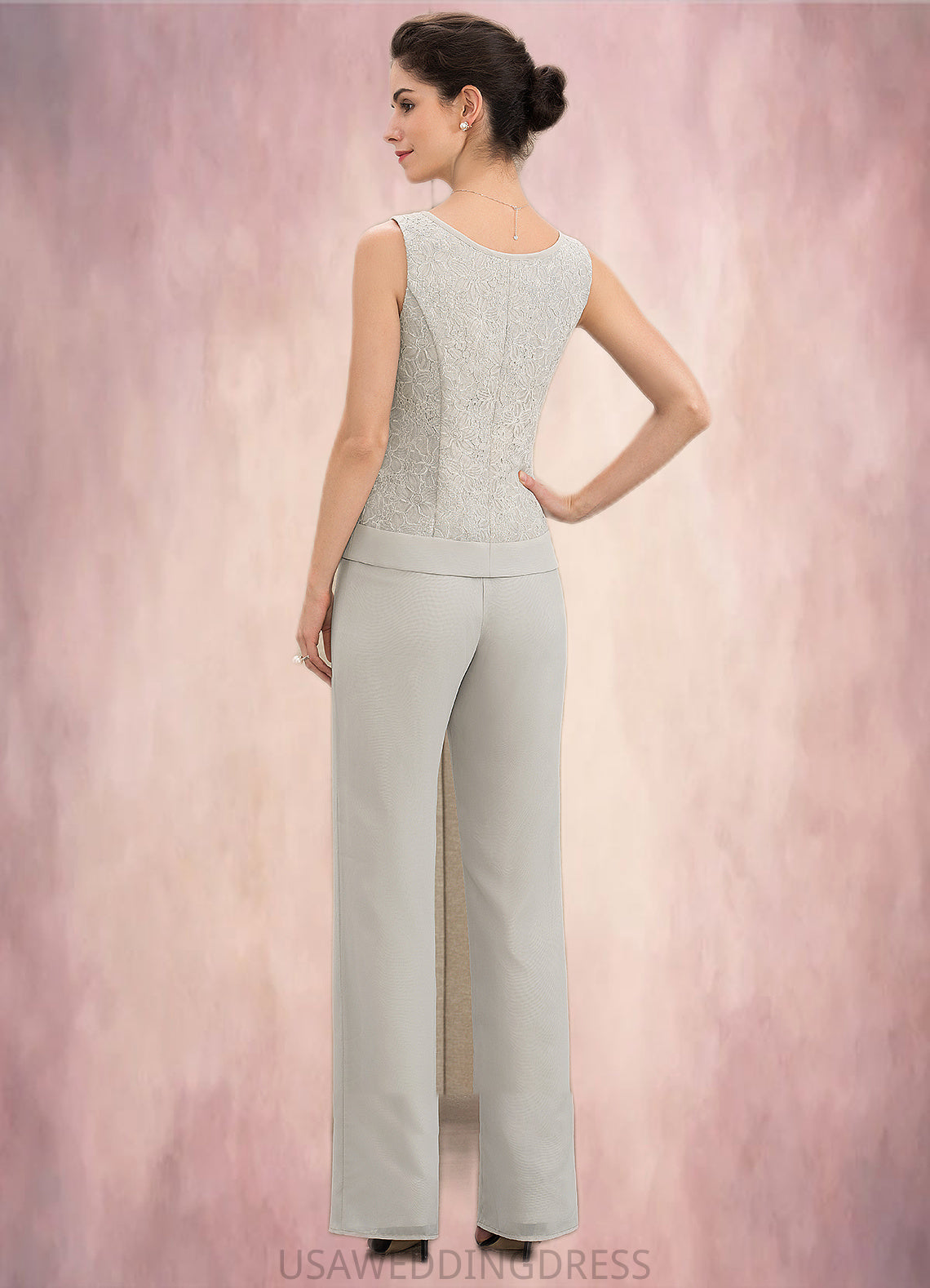 Alice Jumpsuit/Pantsuit Scoop Neck Floor-Length Chiffon Lace Mother of the Bride Dress DS126P0014632