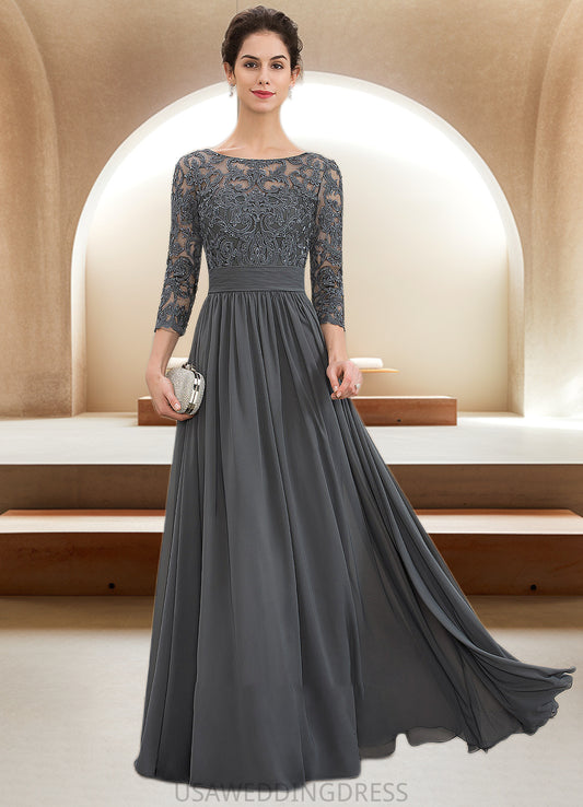 Heidi A-Line Scoop Neck Floor-Length Chiffon Lace Mother of the Bride Dress With Ruffle Beading Sequins DS126P0014652