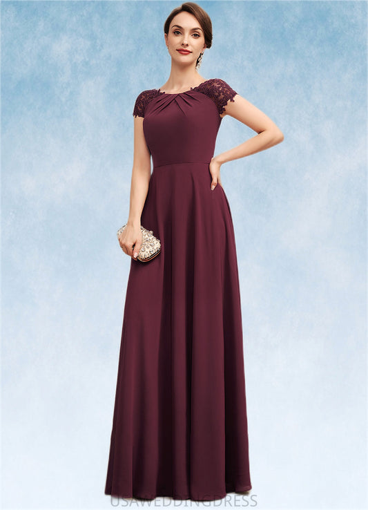 Lindsey A-Line Scoop Neck Floor-Length Chiffon Mother of the Bride Dress With Ruffle Lace DS126P0014662