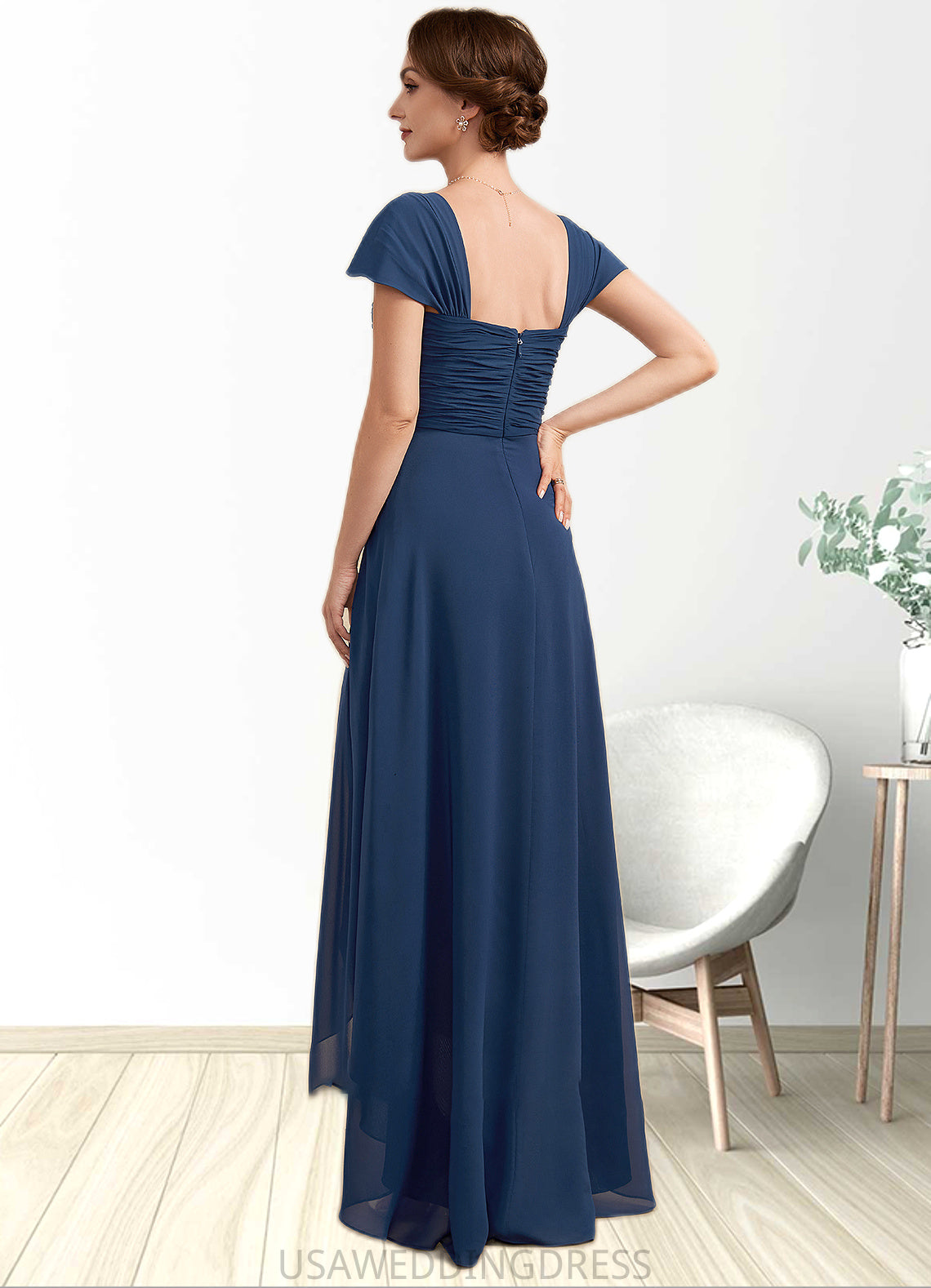 Perla A-Line Sweetheart Asymmetrical Chiffon Lace Mother of the Bride Dress With Ruffle Beading Sequins DS126P0014663