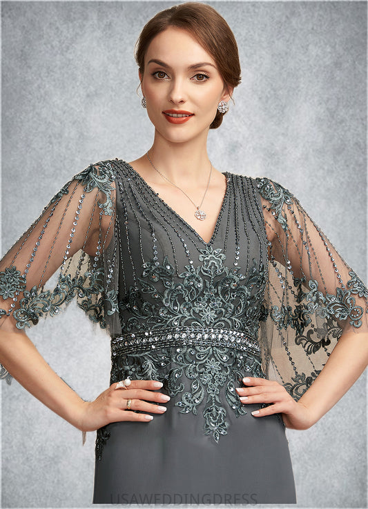 Araceli A-Line V-neck Floor-Length Chiffon Lace Mother of the Bride Dress With Beading Sequins DS126P0014674