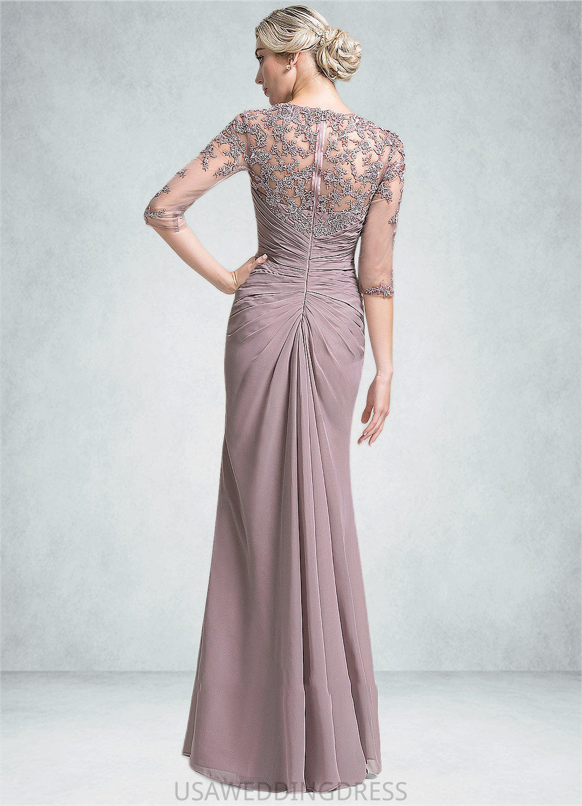 Lina Trumpet/Mermaid Sweetheart Floor-Length Chiffon Mother of the Bride Dress With Ruffle Cascading Ruffles DS126P0014694