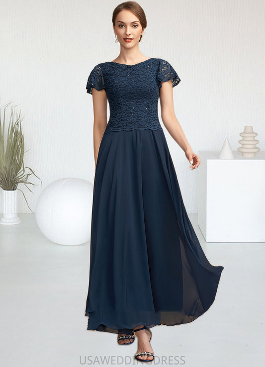 Lucy A-Line Scoop Neck Ankle-Length Chiffon Lace Mother of the Bride Dress With Sequins DS126P0014701