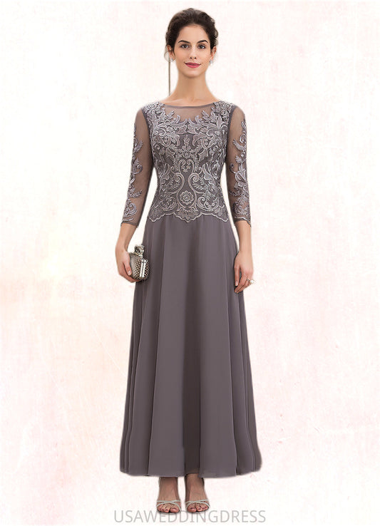 Skylar A-Line Scoop Neck Ankle-Length Chiffon Lace Mother of the Bride Dress DS126P0014706