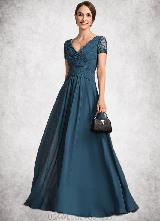 Joyce A-Line V-neck Floor-Length Chiffon Mother of the Bride Dress With Lace DS126P0014713