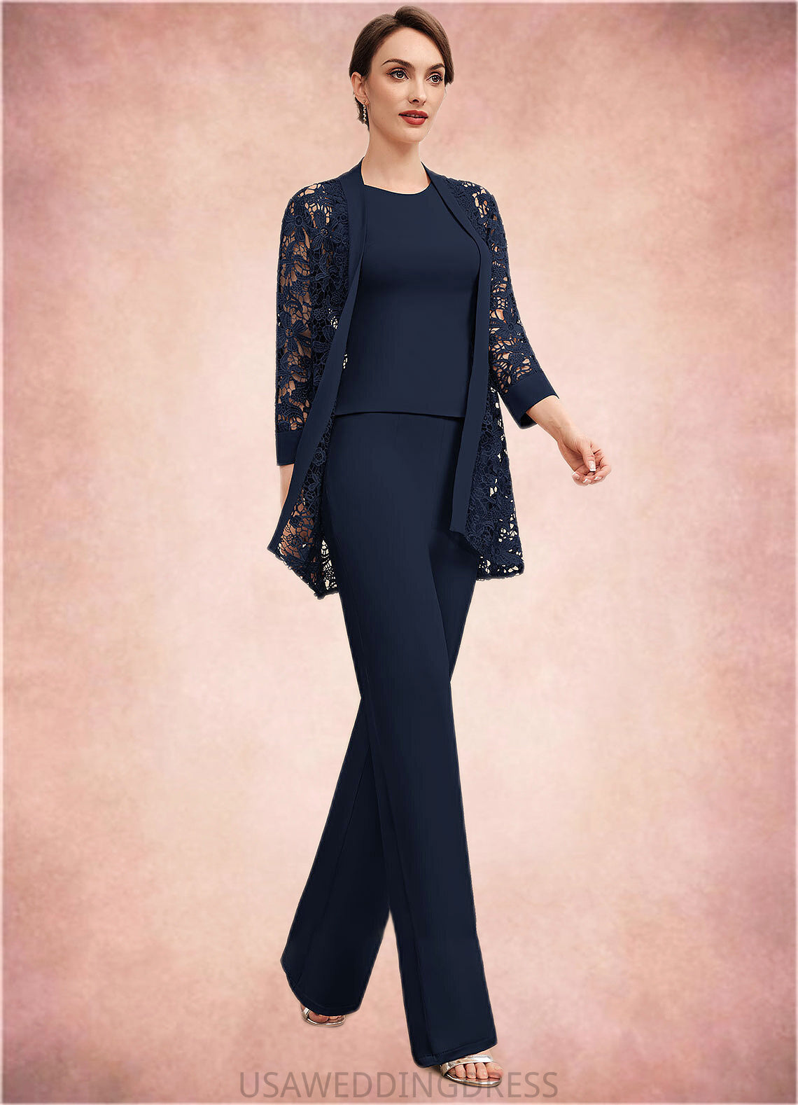 Luz Jumpsuit/Pantsuit Scoop Neck Floor-Length Jersey Mother of the Bride Dress DS126P0014714