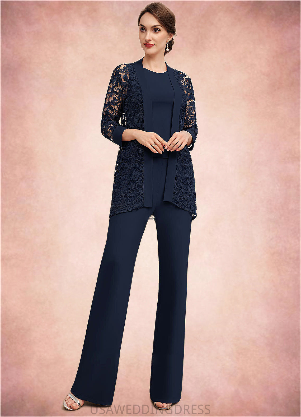 Luz Jumpsuit/Pantsuit Scoop Neck Floor-Length Jersey Mother of the Bride Dress DS126P0014714