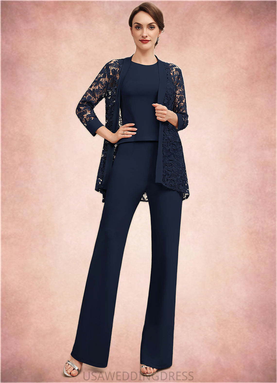 Luz Jumpsuit/Pantsuit Scoop Neck Floor-Length Jersey Mother of the Bride Dress DS126P0014714