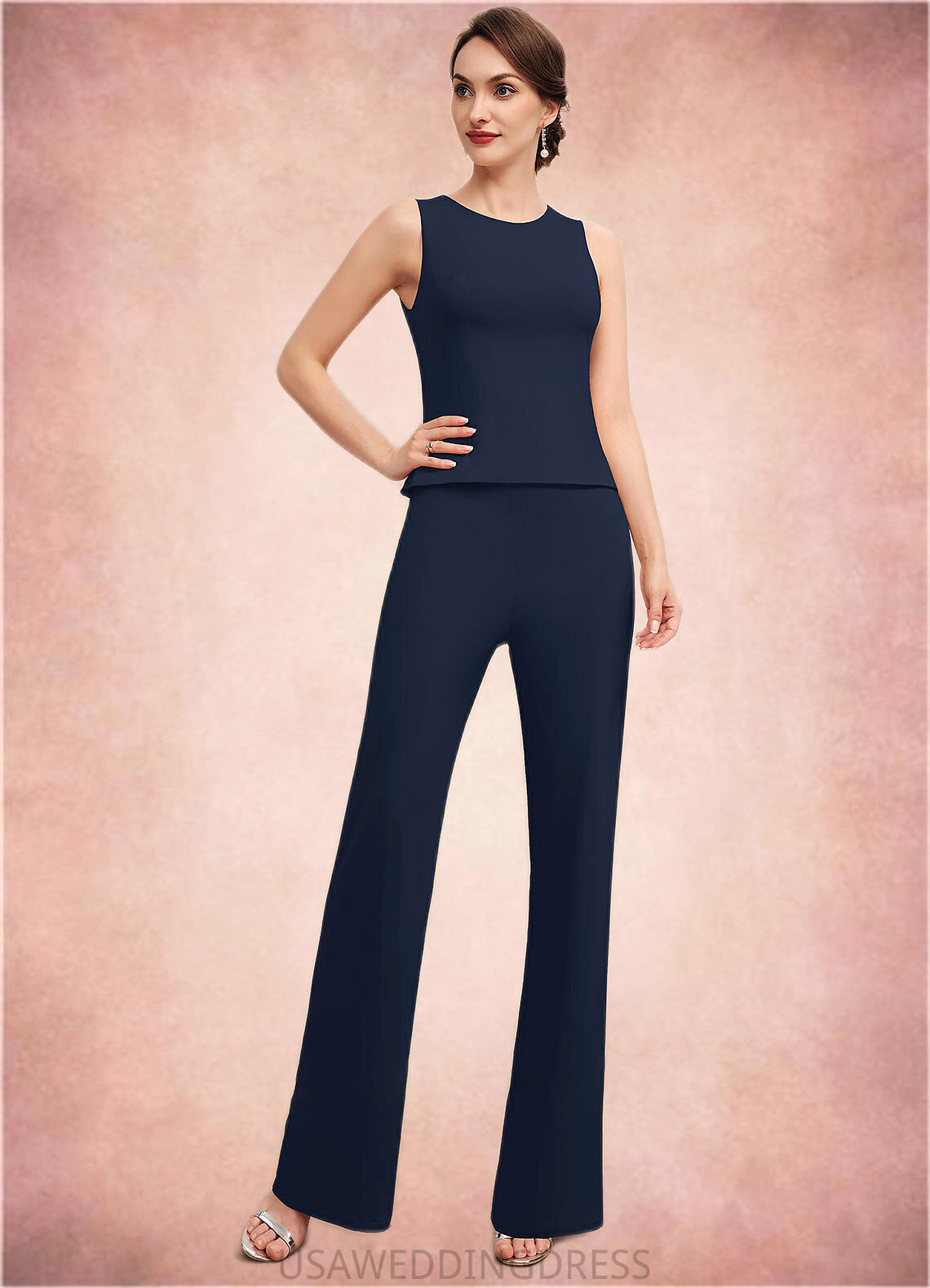 Luz Jumpsuit/Pantsuit Scoop Neck Floor-Length Jersey Mother of the Bride Dress DS126P0014714