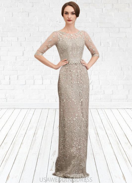 Skye Sheath/Column Scoop Neck Sweep Train Chiffon Lace Mother of the Bride Dress DS126P0014716