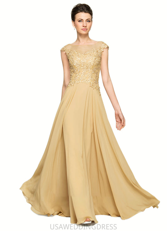 Zariah A-Line Scoop Neck Floor-Length Chiffon Lace Mother of the Bride Dress With Beading Sequins DS126P0014717